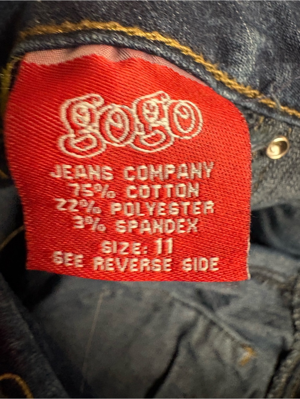 GoGo Dark Wash High Rise Button Front Skinny Jeans Size 11 - Picture 4 of 5